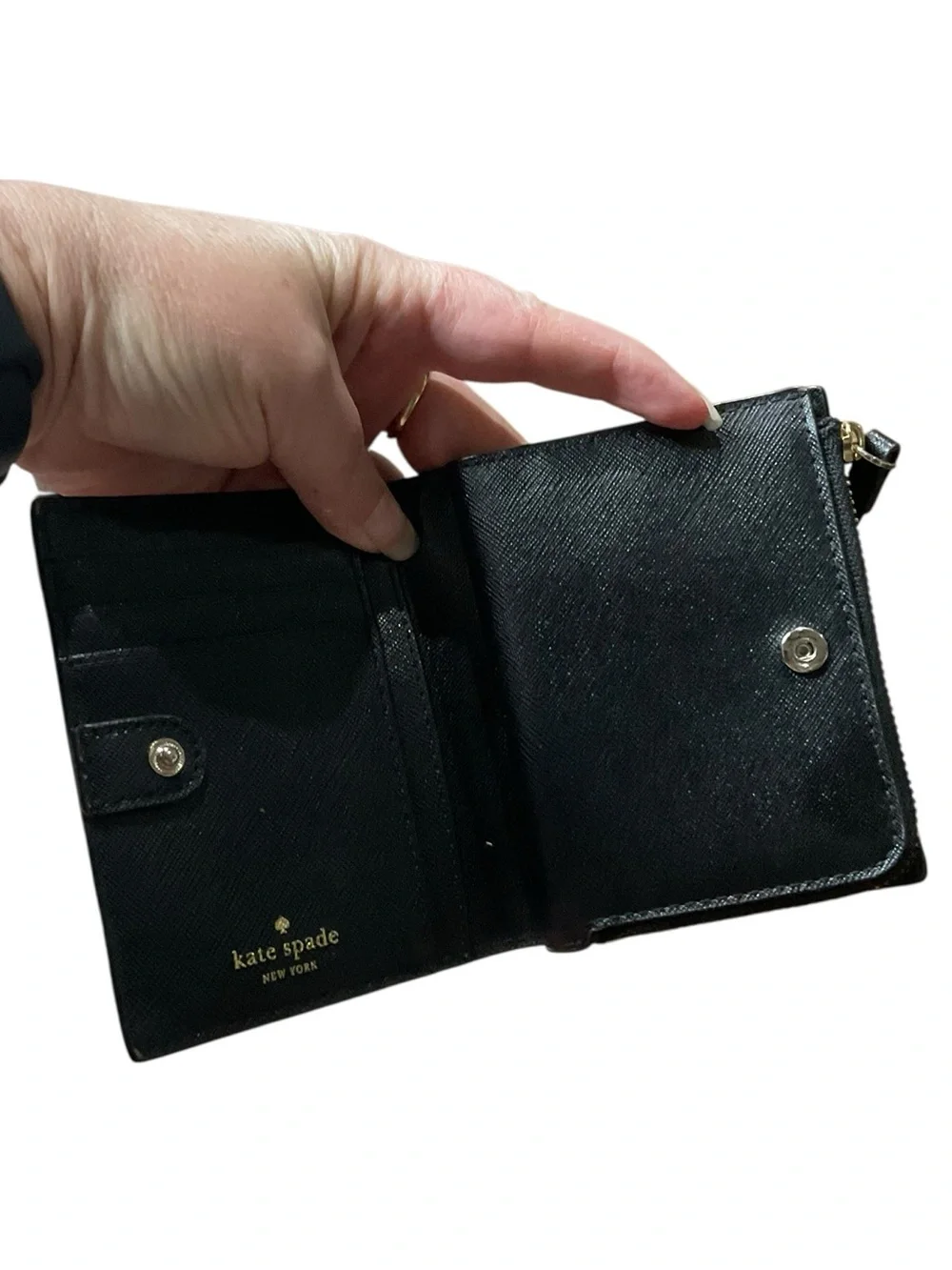 kate spade Laurel Way Small Shawn Wallet in Black Saffiano Textured Leather